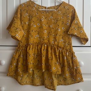Shein Yellow Flower Blouse